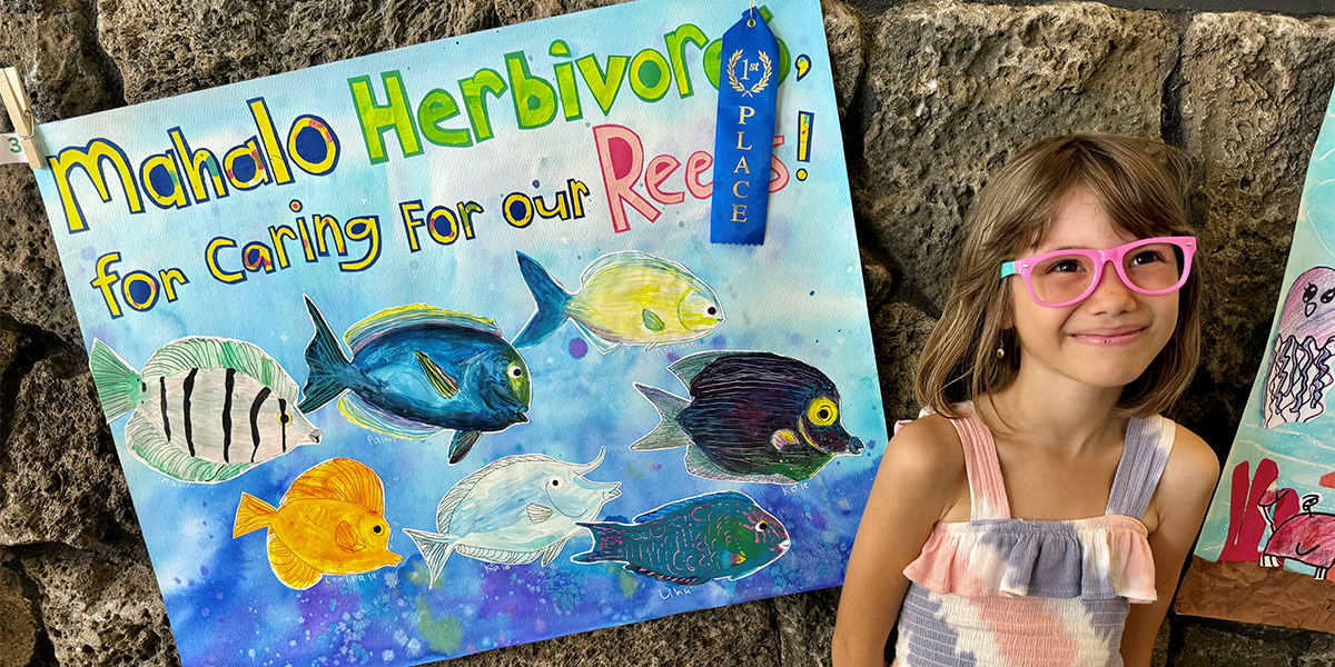 Seven-year-old Sophie Rich won first place in a drawing contest for Fish Pono.