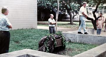 Tom Schroeder at rededication of memorial at HIG