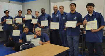 Robert Silva with students