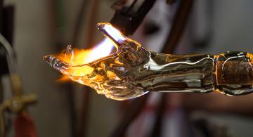 Glass hand sculpture